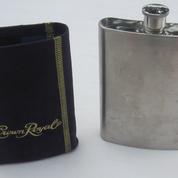 Crown Royal Whiskey Flask w/purple suede cover - Picture 3 of 7